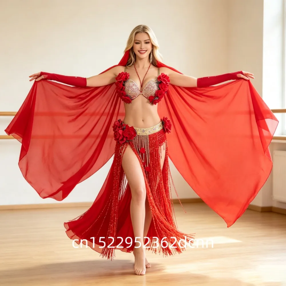 Women Belly Dance Set Practice Long Skirt Performance Dress Oriental Stage Clothes Baladi Arabic Suit Carnival Outfit