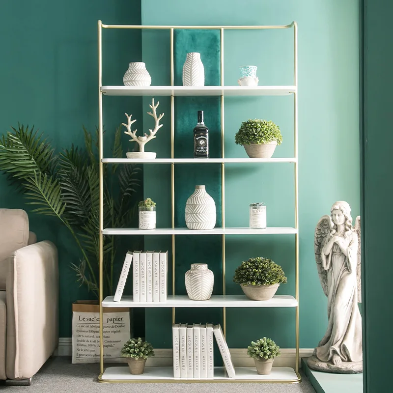 Creative art locker bookshelf living room floor-to-ceiling light luxury storage rack type wall multi-layer wrought iron display