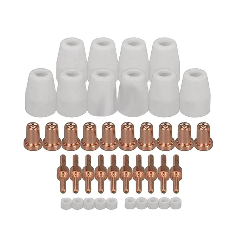 [B17B!】 40PC Air Plasma Cutting Tips For -40 PT-31 Cutter Consumables CUT-40 CUT-50D Electrode Shield Cups