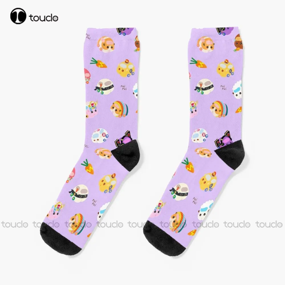 

Pui Pui Molcar Assorted Characters Toss Design - Purple Socks Boot Socks Personalized Custom Unisex Adult Teen Youth Socks Funny