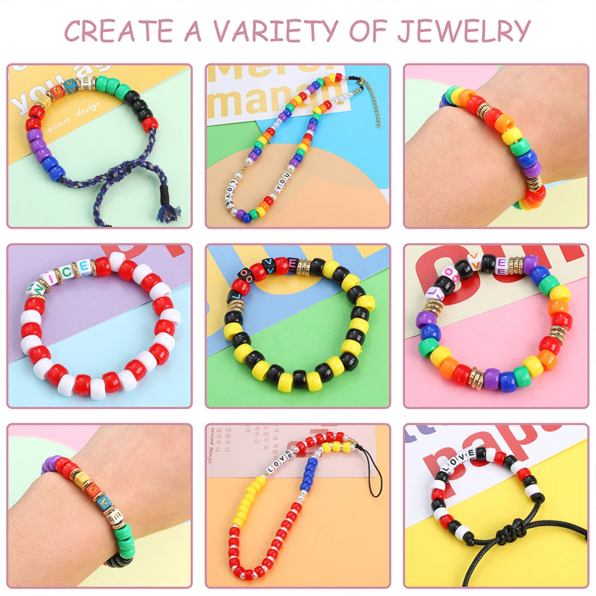 Multipurpose Acrylic Beads Kit - 6x6mm/4x7mm Number/Heart/Alphabet Charms for Jewelry, Keychains & DIY Crafts, Creative Choice