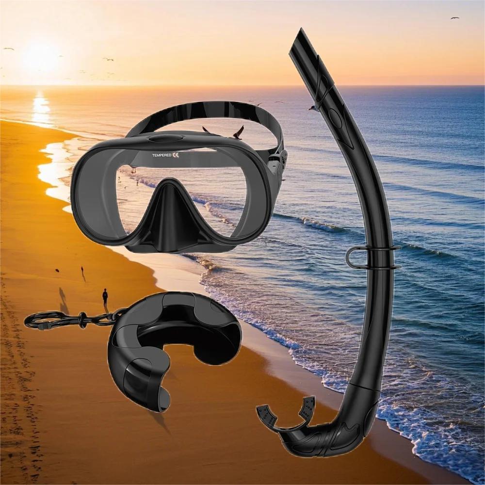 

Silicone Diving Mask Foldable Wet Snorkel Two Pieces Combo Portable Storage Case Roll up Snorkeling Dive Goggles Swim Equipments
