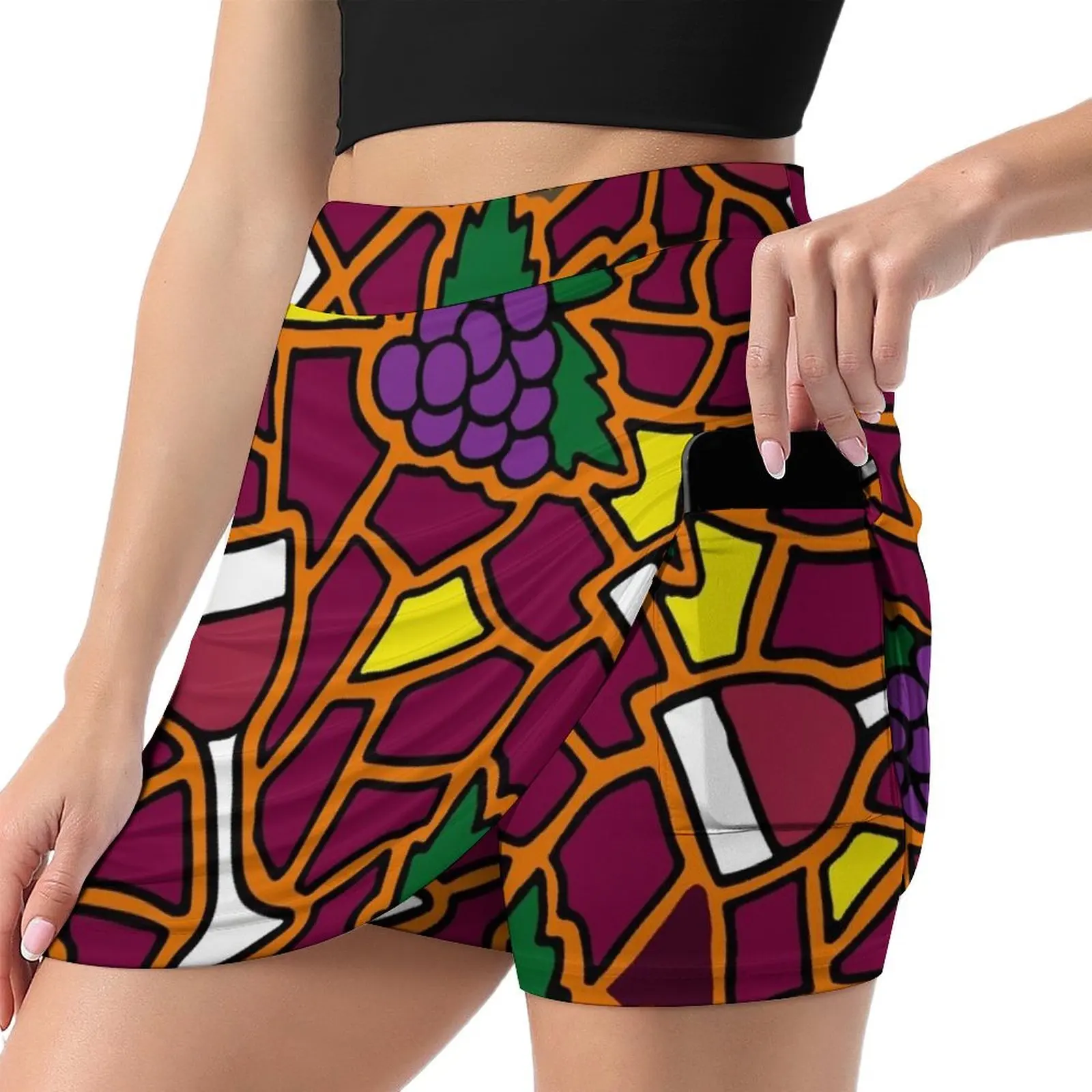 Wine Time || Happy Hour || Mosaic Mini Skirt women's clothing korea stylish Miniskirt Women's clothing