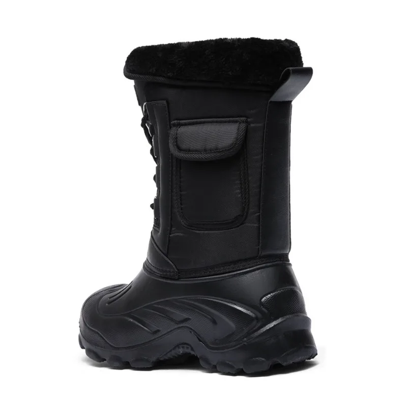 CamSolomon-Bottes de neige mi-mollet imperméables pour hommes, chaussures de pluie, extérieur, fourrure, peluche, chaud, homme, décontracté,