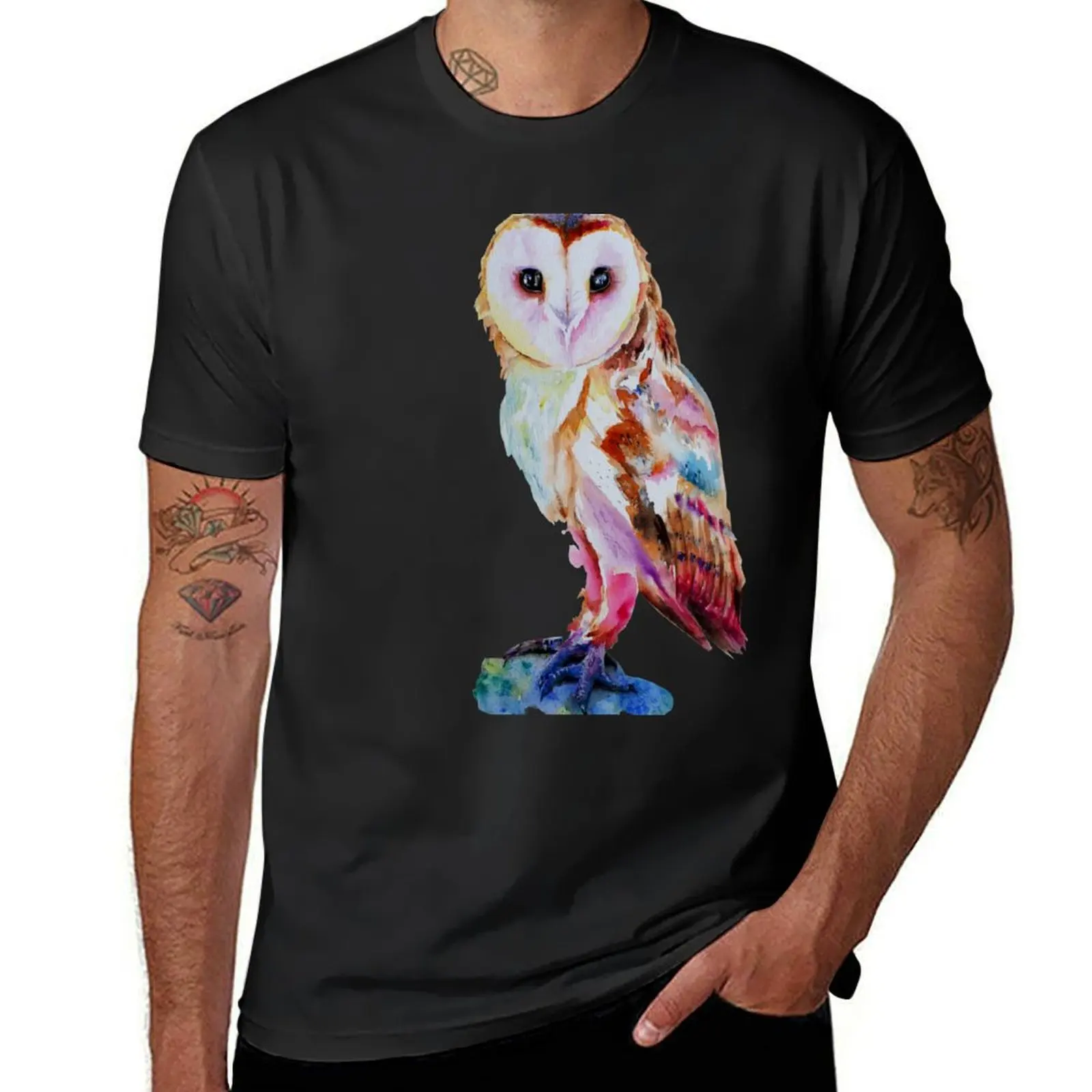 

Barn Owl T-Shirt summer clothes funnys Men's cotton t-shirt