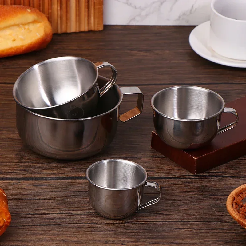 

304 Stainless Steel Mini Water Cup With Handle Durable Anti Scalding Milk Coffee Mug Drinking Cup For Kids Student Drinkware
