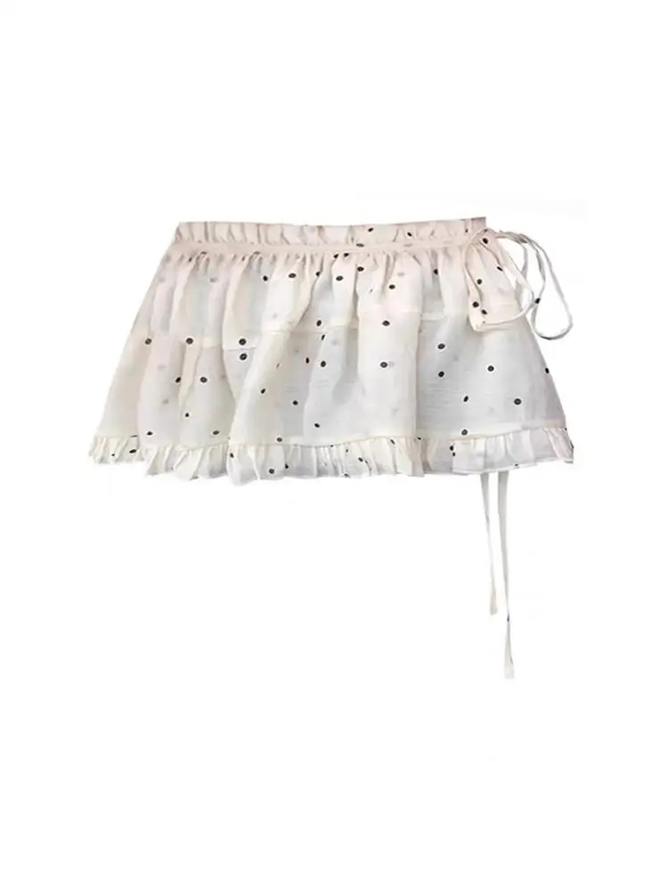 

Ele Pleated One-Piece High Waist Skirt for Women Spring Autumn Winter Faionable Korean Sle Printed A-Line Skirt