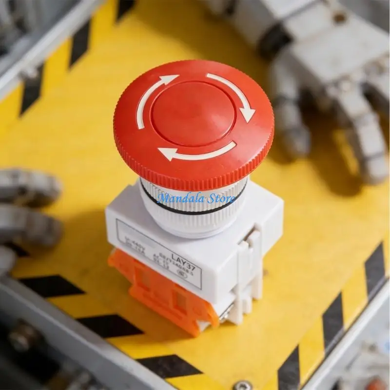 U2JC Light Mushroom Emergency Stop Push Button Switches Illuminated Shut Estop Button 1 NC 1 NO 660V 10A