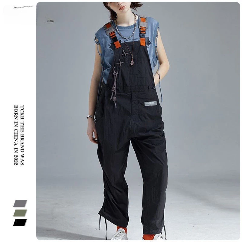 Original design Spring and Autumn knot retro Coveralls pleated loose casual men and women one-piece bib Overalls Jumpsuit