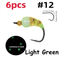 6 piezas, color verde claro, talla 12