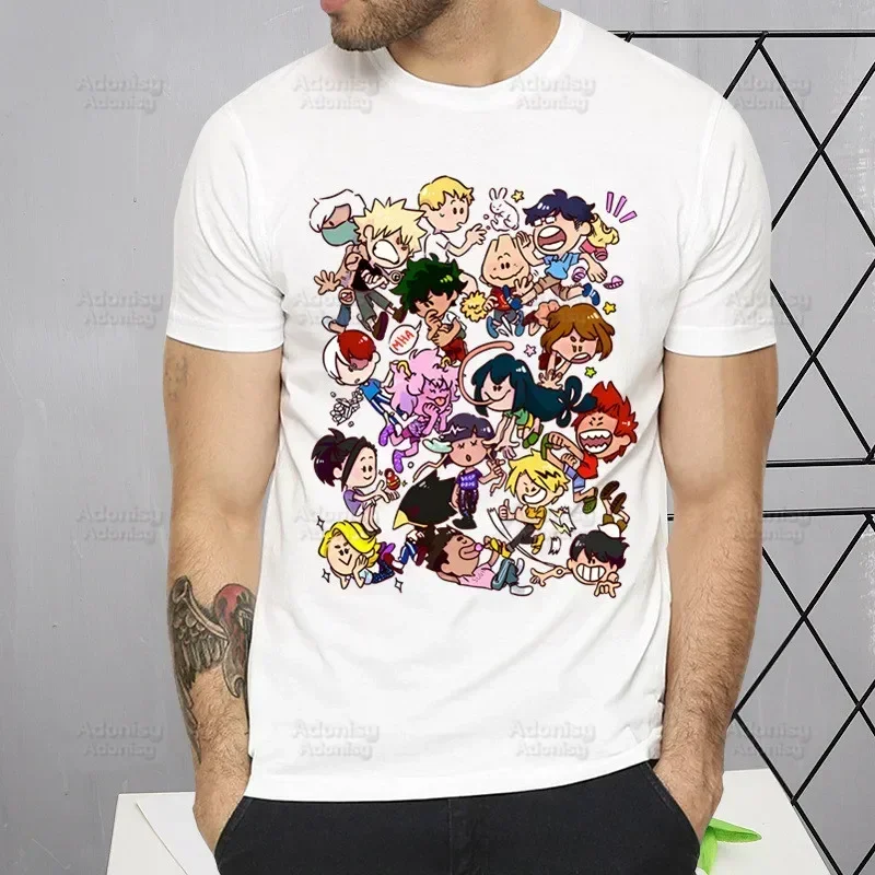 My Hero Academia T Shirt Men Retro Washed Tops Tee Harajuku Midoriya Izuku Tshirt Streetwear Hip Hop Male Bakugou Anime T-shirts