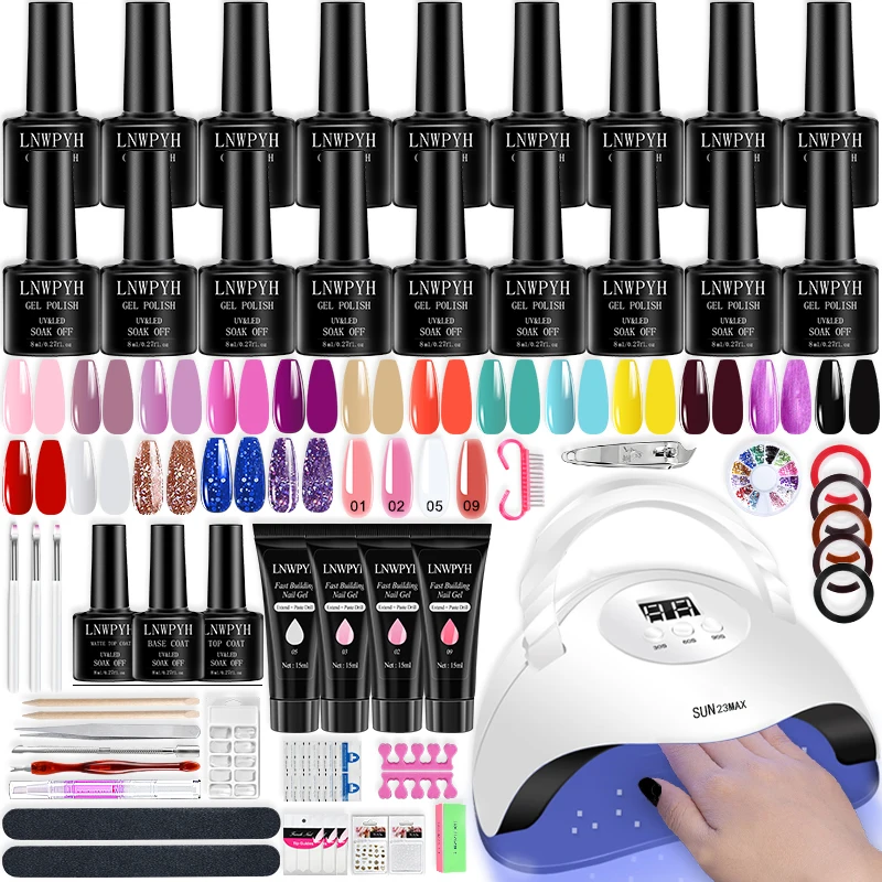 

Poly Extension Nail Gel Set Professional Gel Nail Polish Kit 18 Colors Gel With Manicure tools Intelligent sensing Nail stove