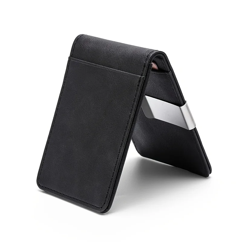 Ultra-Thin Pu Leather Bi-Fold Wallet with Detachable Money Clip, Multi-Slot Card Holder for Cash, Cards, and Sim Cards, Minimalist Front Pocket Organizer