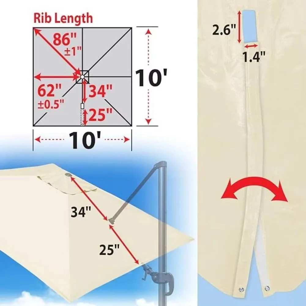 8 Rib Umbrella Surface Cloth Fabric Polyester Patio Umbrella Surface Sunshade Waterproof Sunshade Cloth Outdoor