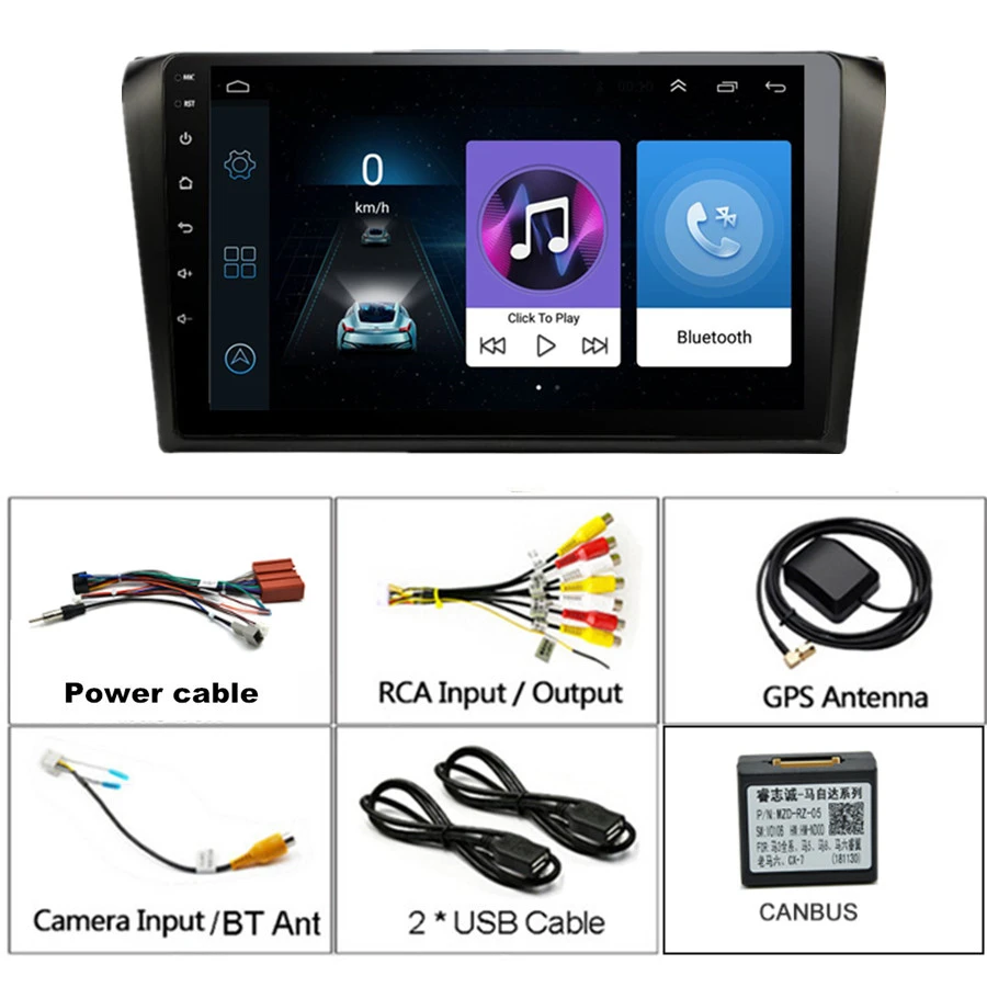 For Mazda 3 2004-2009 Car Radio Stereo Android 9.1 HD 9'' Navi GPS 2+32GB with Canbus