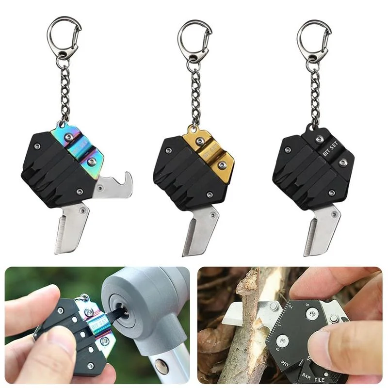 Multifunctional Hexagon Coin Outdoor EDC Tool Hexagon Folding Coin Knife Keychain Screwdriver Pocket Fold Mini coltello Gear Pee