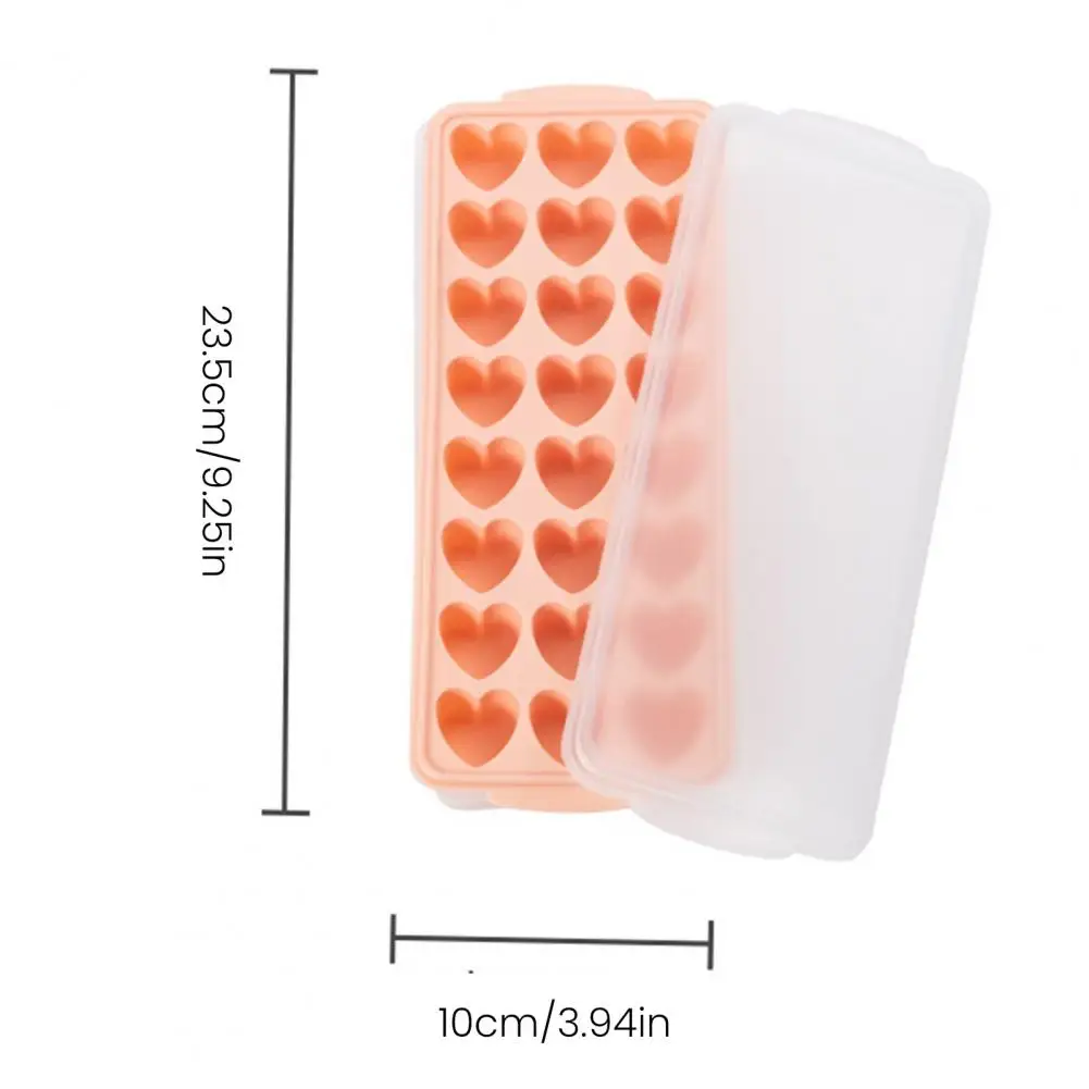 

24 Grids Ice Grid Mould Heart-shaped Ice Lattice Mold With Lid Stackable Easy To Remove Food Grade Silicone Tray Ice Cube Maker