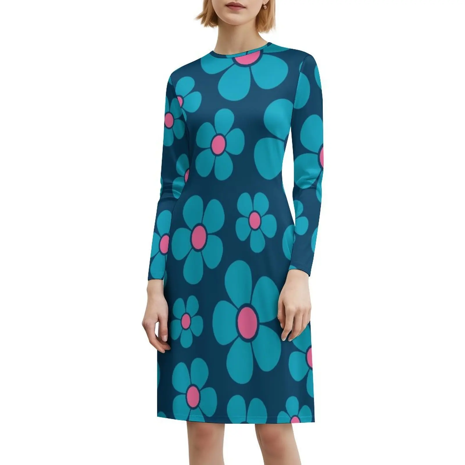 ريتو 1960S نمط منتصف وزارة الدفاع نمط الأزهار المرأة الشارع الشهير فستان الحفلات العصرية طباعة نادي الملابس للإناث نمط حياة 1970S #6