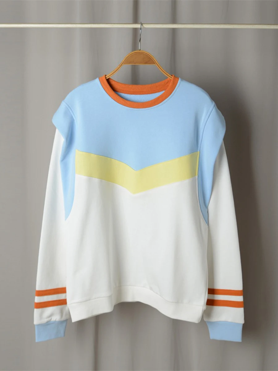 

Multicolored Striped Sweatshirt Woman Spring Autumn Letter Print Hoodies Top Female Vintage Casual Fashion Pullover Hauts 2024