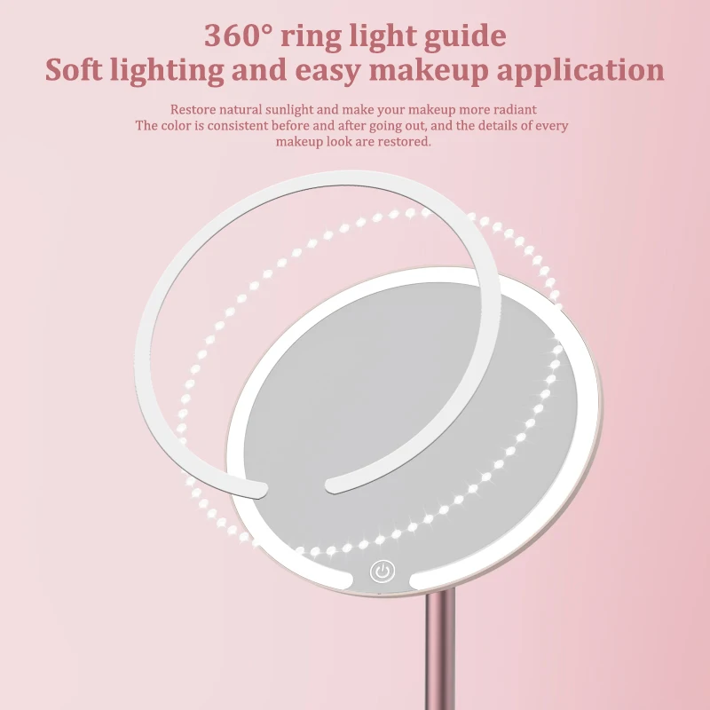 1200 mah LED Makeup Mirror 3 Color Light Adjustment Light Up at a Touch Ultra Long Endurance Tray Storage Table Vanity Mirror