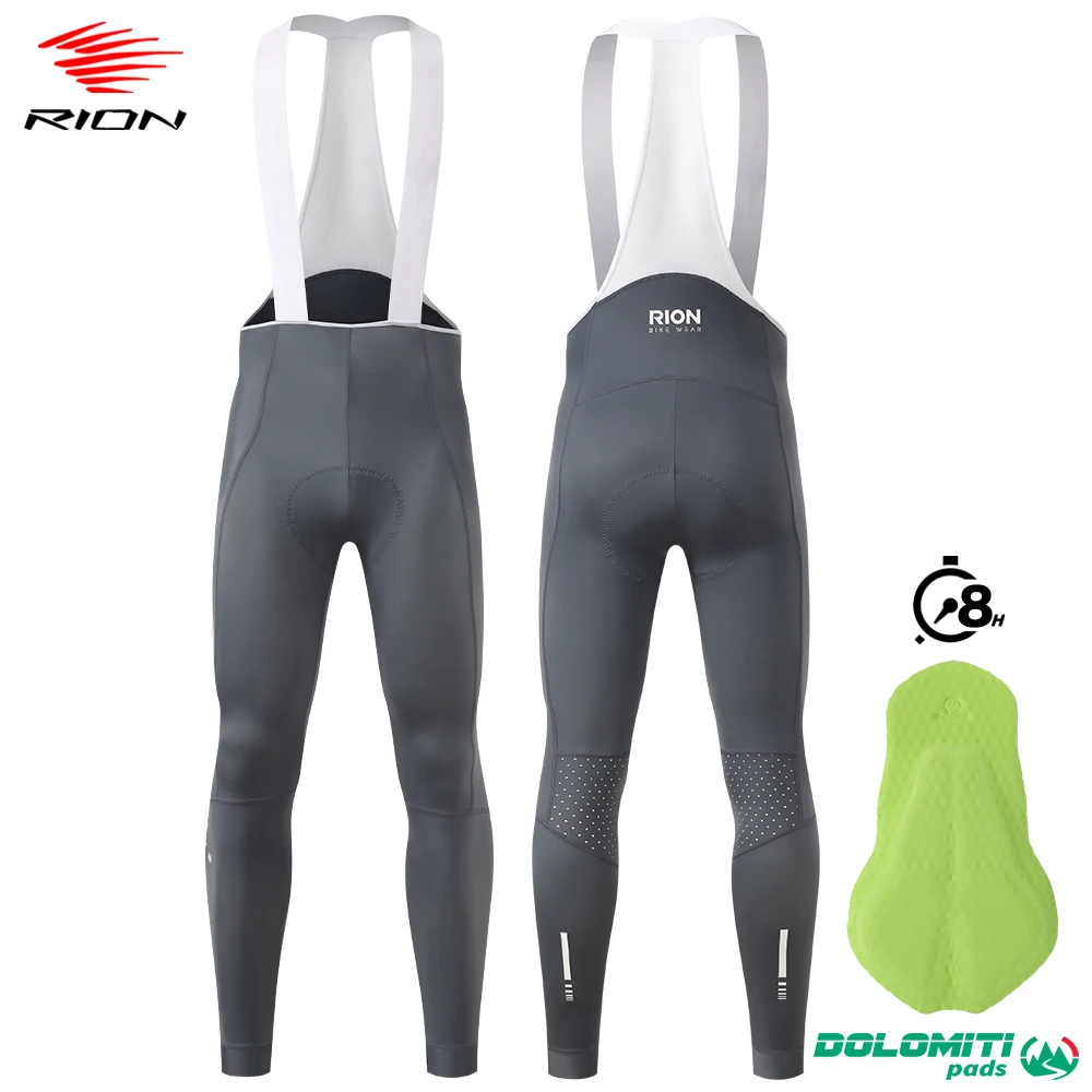 

RION Men's Cycling Bib Pants Bicycle Trousers MTB Tights Road Pro Bike Bibs Windproof Italian Dolomiti Pads Autumn Clothing 6 8H