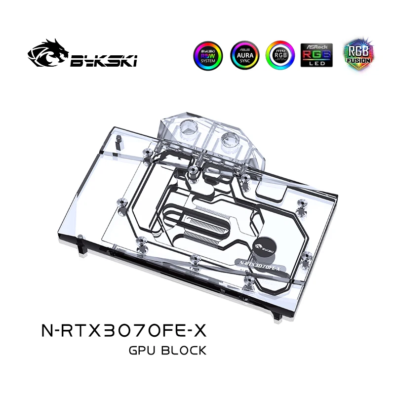 Bykski gpu bloco de resfriamento de água personalizado para nvidia founders rtx 3070 rtx3060 placa gráfica sistema de resfriamento líquido, N-RTX3070FE-X