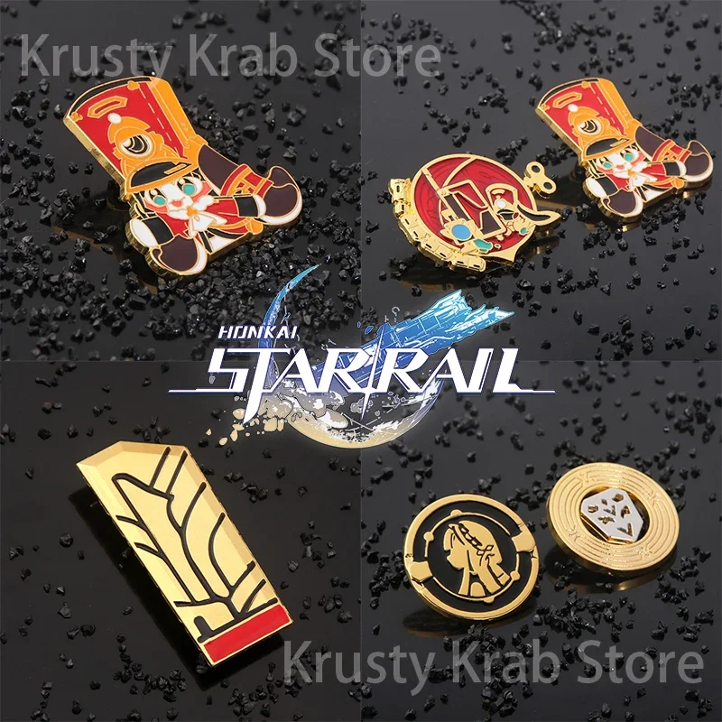 Honkai Star Rail Pom-Pom Brooches Metal Badge Herta Coins Pins Ticket Brooch Game Anime Enamel Pin Cosplay Bag Accessories Decor