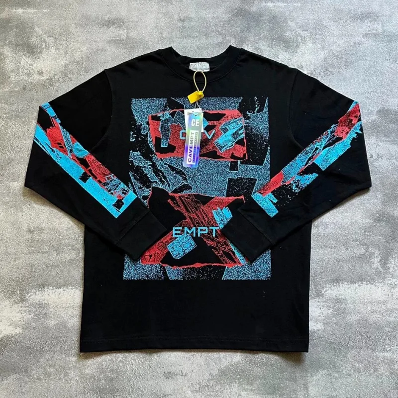 

Черная футболка Cavempt с рисунком граффити, повседневная свободная футболка для мужчин и женщин, унисекс, уличная футболка CE, спортивные топы