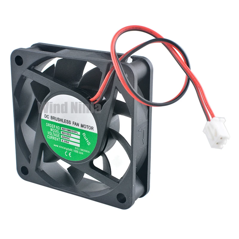 (10pcs) 6cm 60mm 6015 DC24V 0.09A 2pin Cooling Fan for Inverter Constant Current Transformer Power Supply 60x60x15mm Brand New