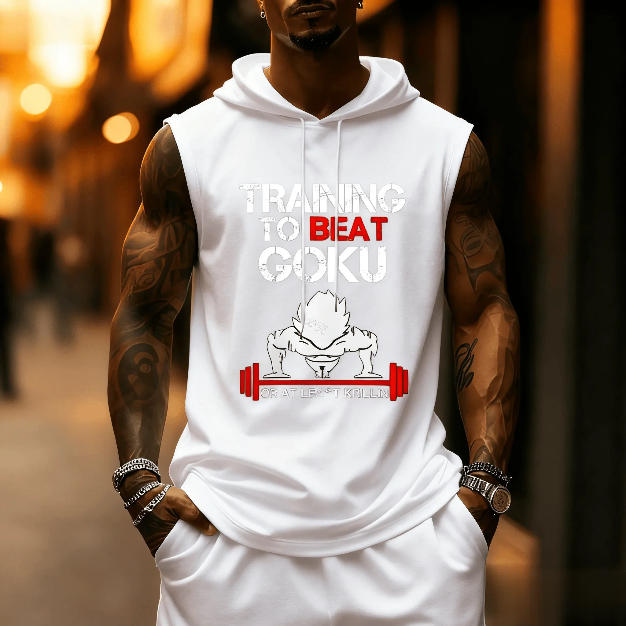 ドラゴンボール超サイヤ人トレーニングメンズタンクトップノースリーブパーカージムワークアウトシャツアニメグラフィックストリートウェアフィットネスベスト夏