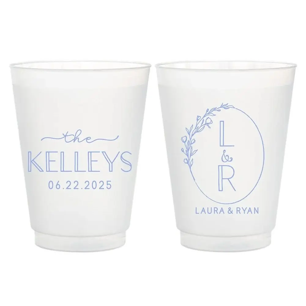 Personalized Wedding Frosted Cups, 16oz Cup, Monogrammed Wedding Favor, Customized Shatterproof Frosted Plastic Cup, Party Cup F