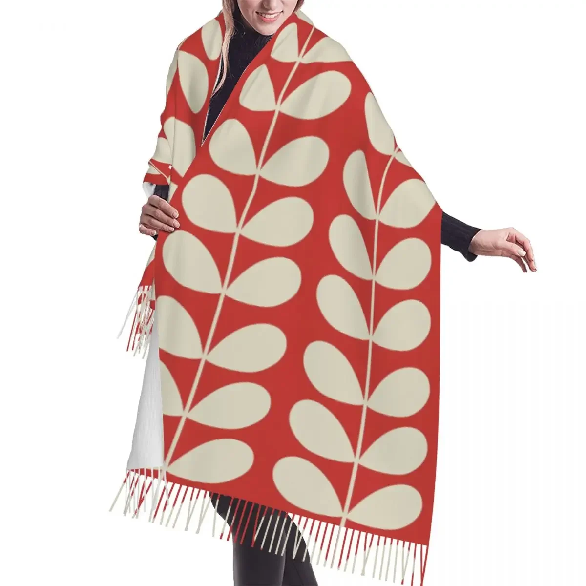 Customized Printed Orla Kiely Giant Stem Red Scarf Men Women Winter Fall Warm Scarves Shawl Wrap