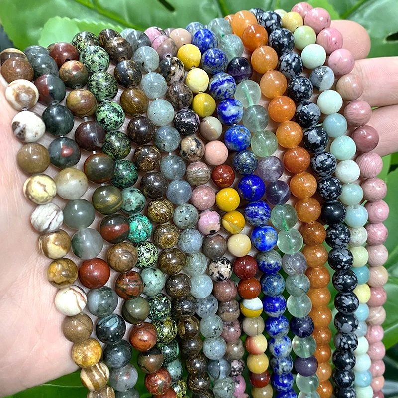Natural Stone Beads Agates Jaspers Tiger Eye Turquoises Round Beads Diy Bracelet Necklace for Jewelry Making 4/6/8/10/12mm - Image 2