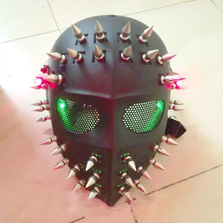 

LED Laser Skull Mask Future technology stage show mask light up mask Halloween party christmas Streampunk Man Spike Costume