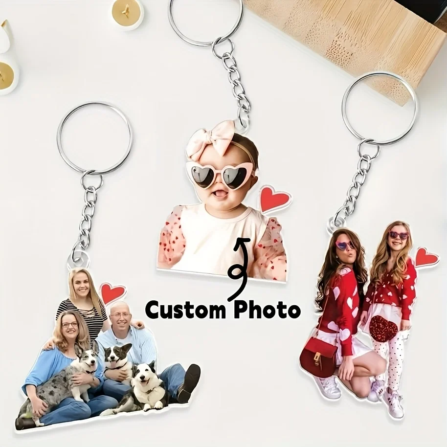 Personalized Customization, 1pc Custom Acrylic Photo Keychain Personalized Car Interior Pendant, Double-Sided Effect, Perfect Gi image 2
