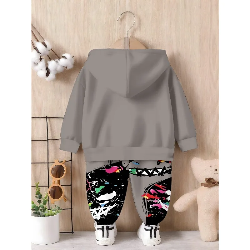 Little Boys 2Piece Hoodie Jogger Tracksuit Colorful Grin Face Print Crown King Bear Graphic Chicago 23Letter Sport Casual Outfit