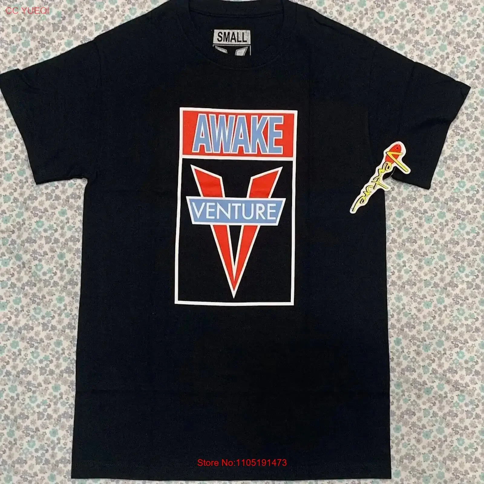 Men's Venture Awake Black T Shirt vintage Washed streetwear fashion Stylish Casual Slightly Soft Versatile homme