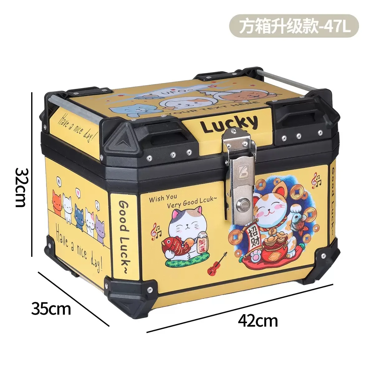 General motorcycle trunk, electric vehicle trunk, large capacity takeaway box, non aluminum alloy anti drop durable square box
