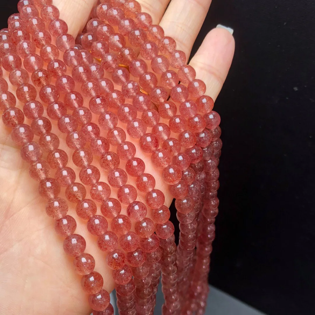 

1Pc Fengbaowu Natural 5A Red Strawberry Quartz Bracelet Round Beads 55CM Reiki Healing Stone Women Fashion Jewelry Gift