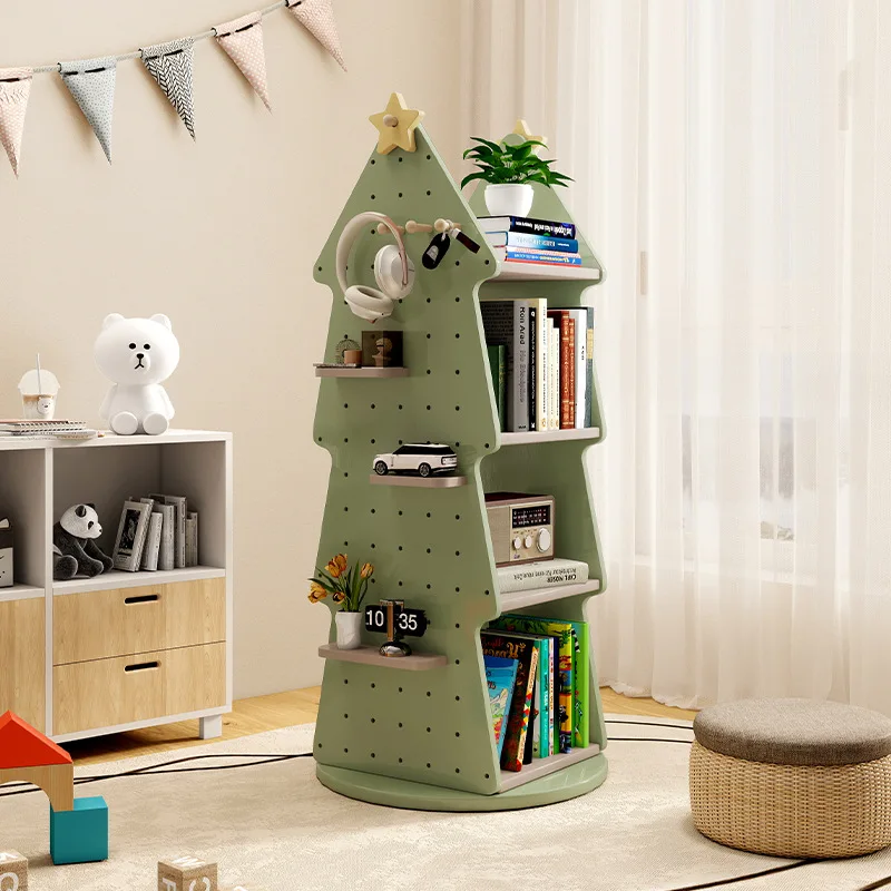 Children's rotating bookshelf picture book rack reading baby toy storage rack floor book