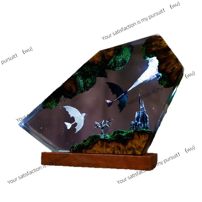 for Personalized Epoxy Resin Wooden Night Light Desktop Home Decor Art Ornament Festival Birthday Gift Present