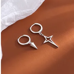 1 piece Of Stainless Steel Cross Star Asymmetrical Earrings Suitable For Both Men And Women, women's Gothic Jewelry