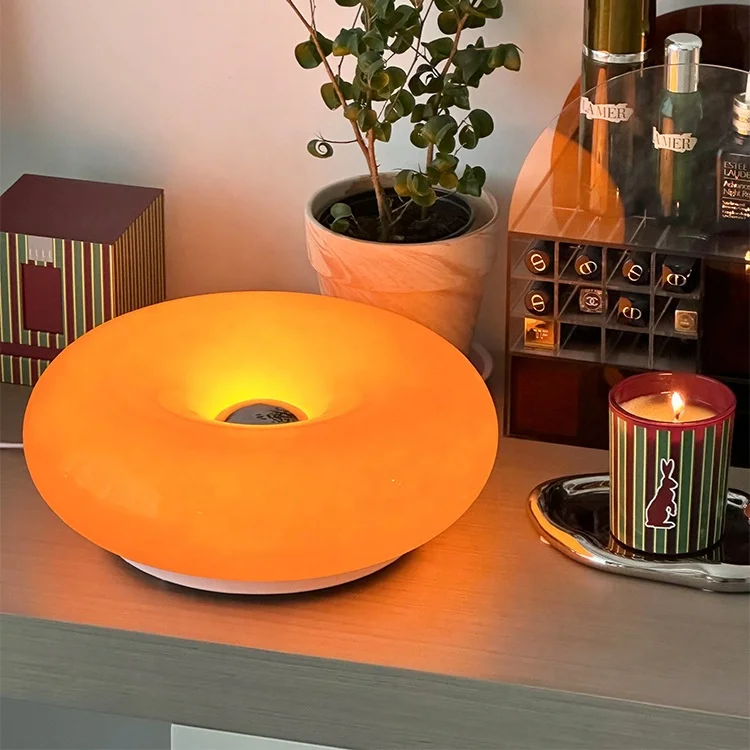 Modern Nordic Donut Lamp Glass Touch Dimmable Desk Lamp Home Bedroom Bedside Decoration Light Emitting Diode Mushroom Desk Lamp