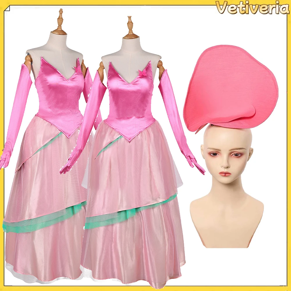 

Glinda Cosplay Costume Wicked Fantasia Dress False Nails Gloves Adult Women Roleplay Outfits Halloween Carnival Party Suit Props