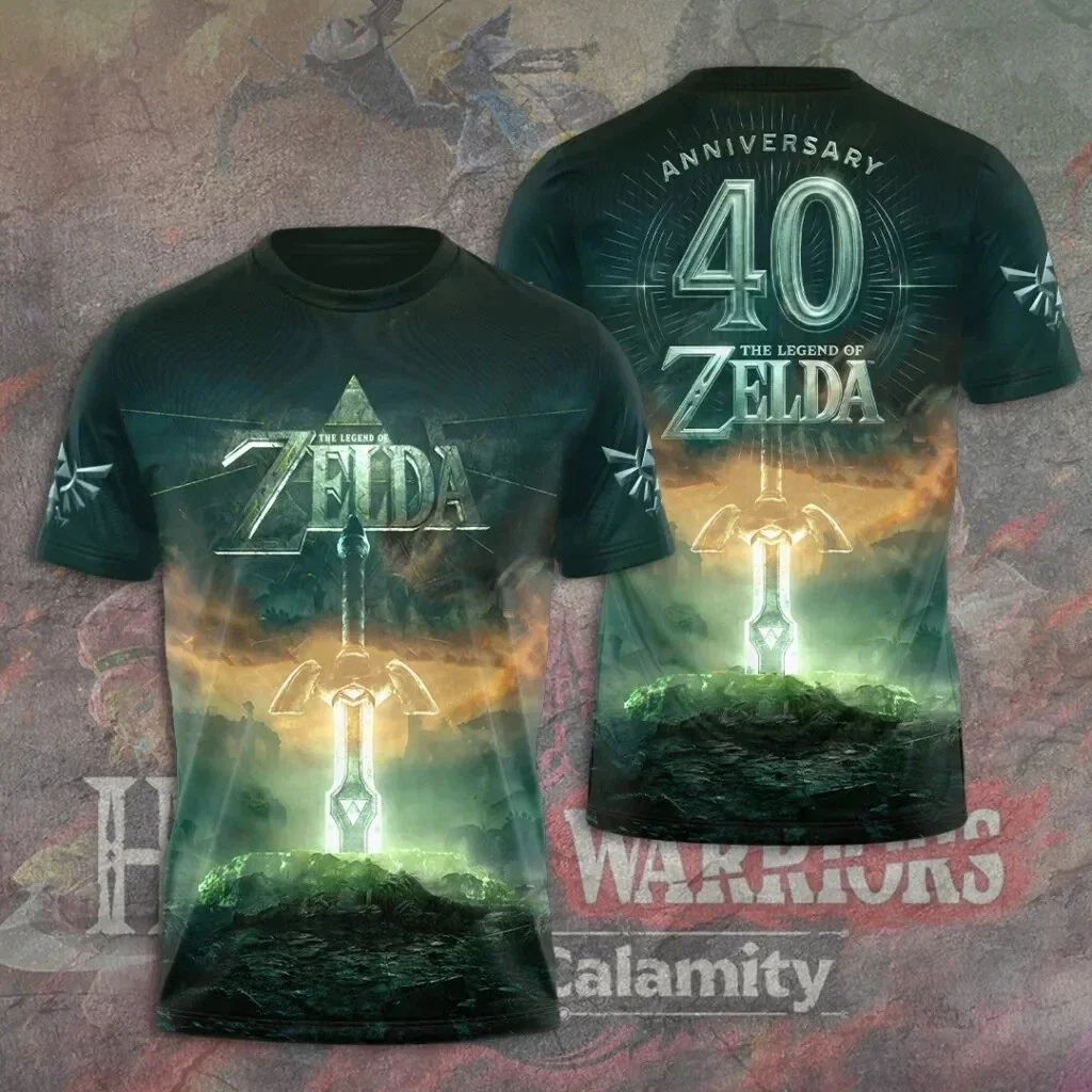1986-2026 Zelda Legend 40th Anniversary Commemorative T-shirt Link Master Sword Adults Children Printed Game Fan Pattern T-shirt