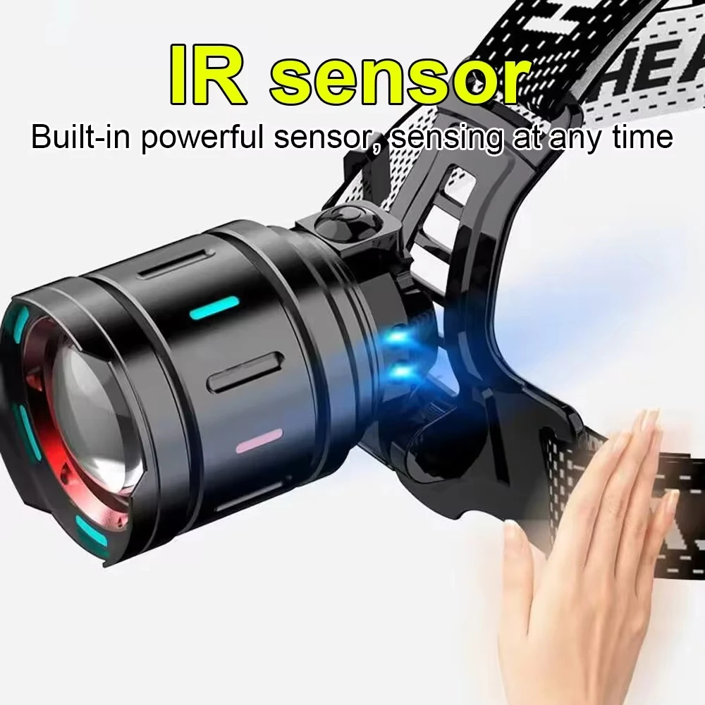 10000LM Rechargeable Tactical Flashlight with OLED Power Display IR Sensor & Zoomable Beam