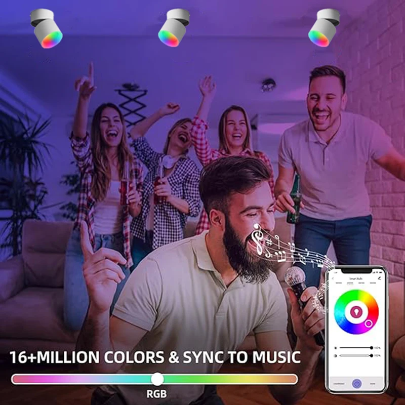 Smart RGBCCT LED Ceiling Spotlight 360°Adjustable COB Ceiling Downlight ,Stepless Dimmable,Works with Alexa & Google Assistan