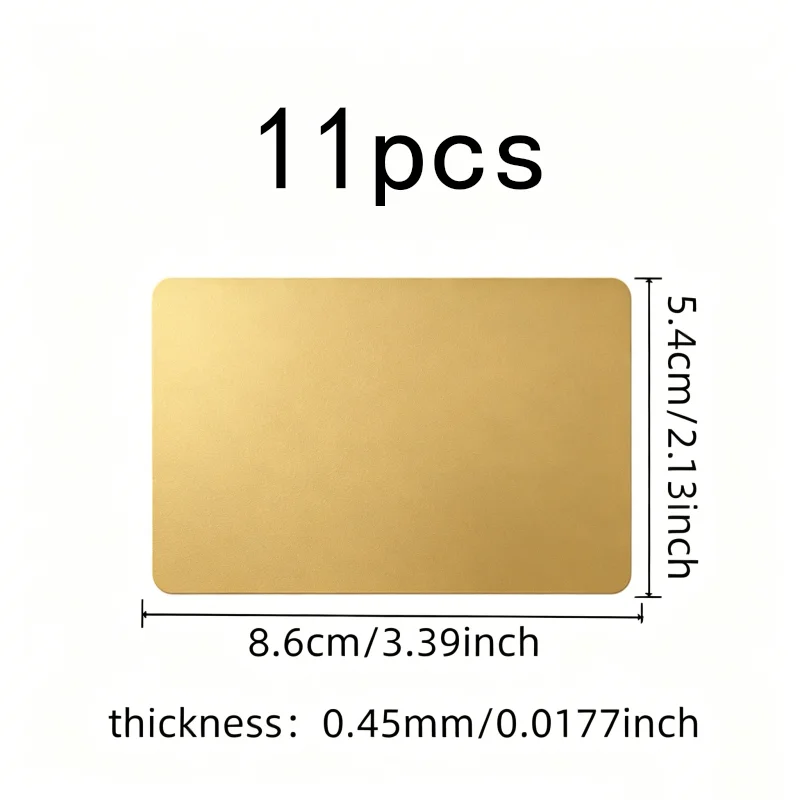 11 pcs 0.45mm Metal Business Card Blanks, Aluminum Smooth Surface, suitable for Sublimation Printing