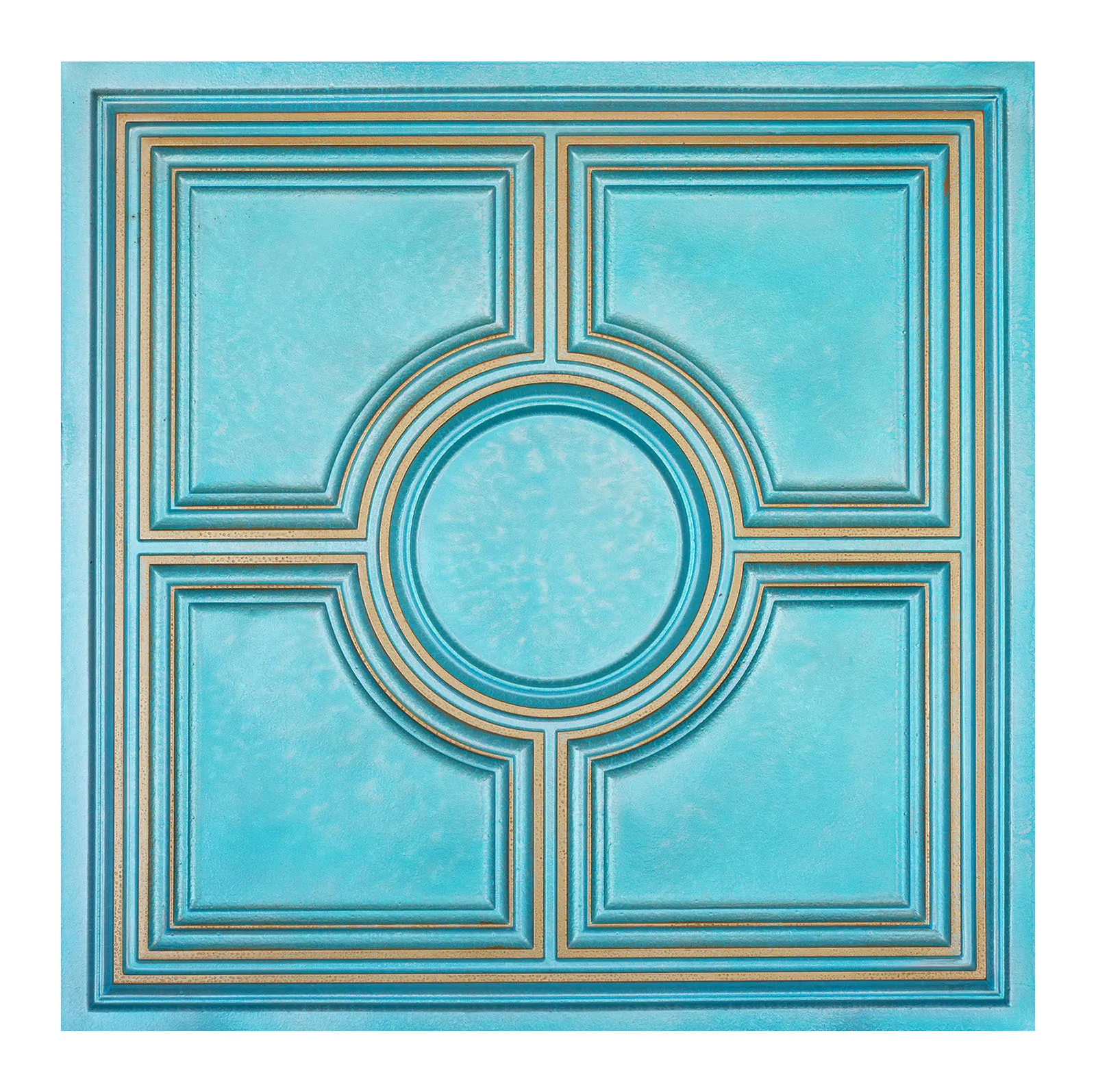 Artistic ceiling tiles, 3D embossed wall panels, for Barber house PL37 cyan gold 10pcs/lot