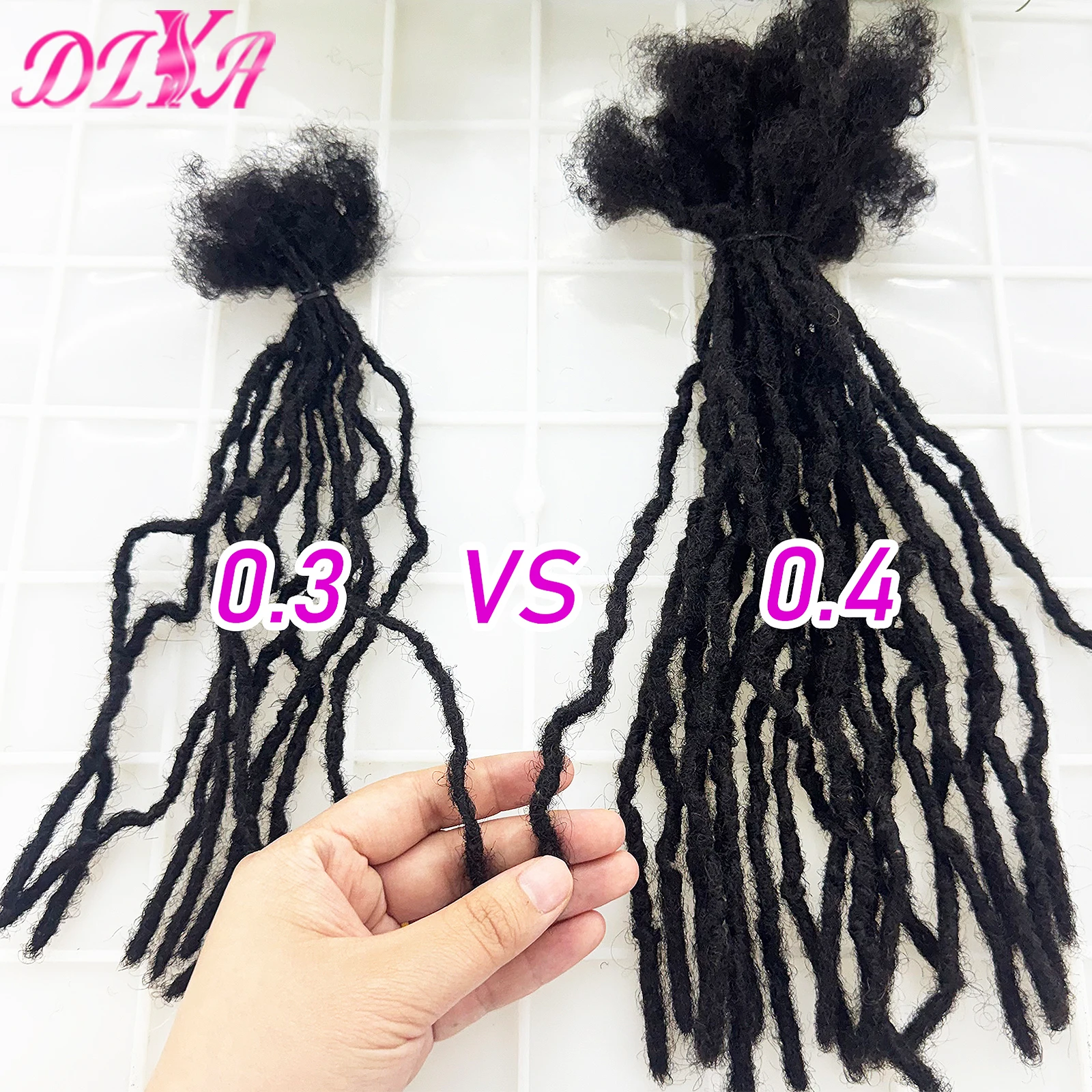 0.1-0.4cm Handmade Interlocking Sisterlocks Curly Real Human Hair Permanent Micro Locs Extensions Natural Looking Soft Dreadlock